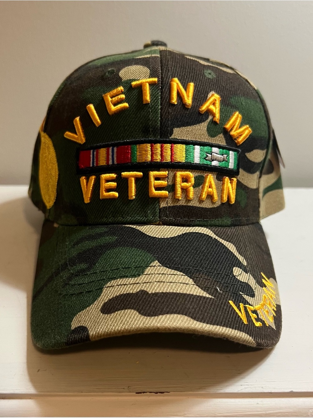 Vietnam Veteran Embroidered Camo Baseball Cap
